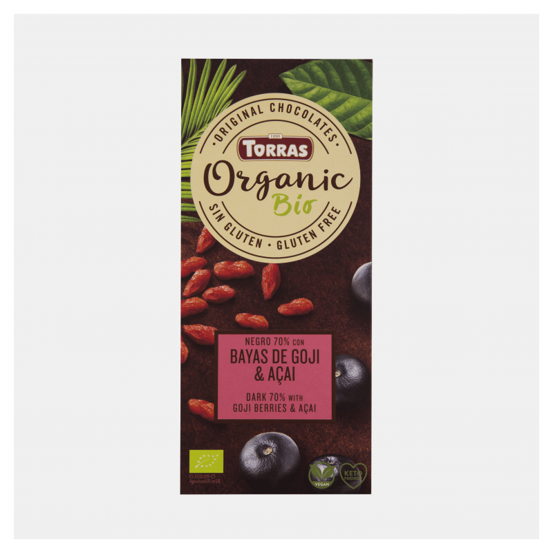 Torras Ciocolată neagră organică 70% cu Goji & Açai