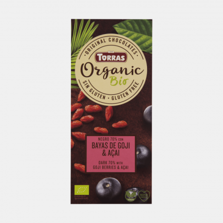 Torras Ciocolată neagră organică 70% cu Goji & Açai
