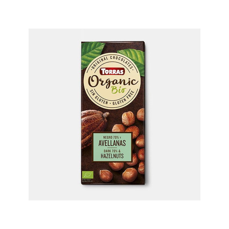 Torras Organic Bio Ciocolată neagră organică 70% cu alune 100 g