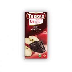 Torras Ciocolată neagră fără zahăr cu măr 75 g