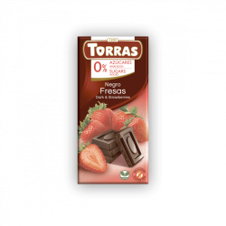 Torras  Ciocolată neagră fără zahăr cu căpșuni 75 g
