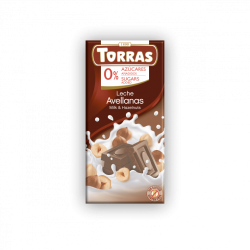 Torras Ciocolată cu lapte fără zahăr cu alune 75 g