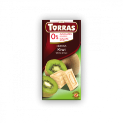 Torras Ciocolată albă fără zahăr cu kiwi 75 g