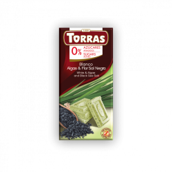 Torras Ciocolată albă fără zahăr cu alge și sare neagră de mare 75 g