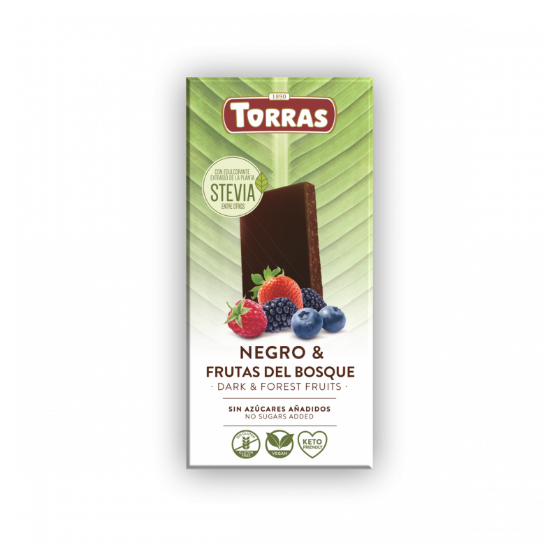 Torras  Ciocolată neagră cu fructe de pădure și Stevia 125 g