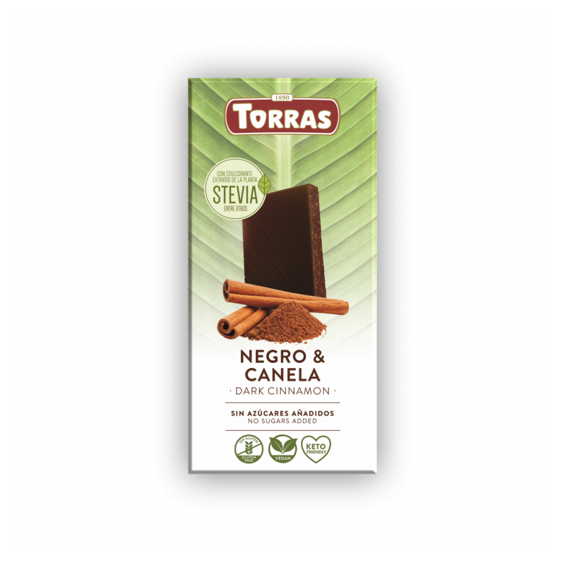 Torras Ciocolată neagră cu scorțișoară și Stevia 125 g