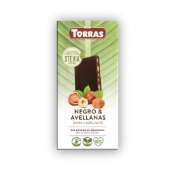 Torras Ciocolată neagră cu alune și Stevia 125 g