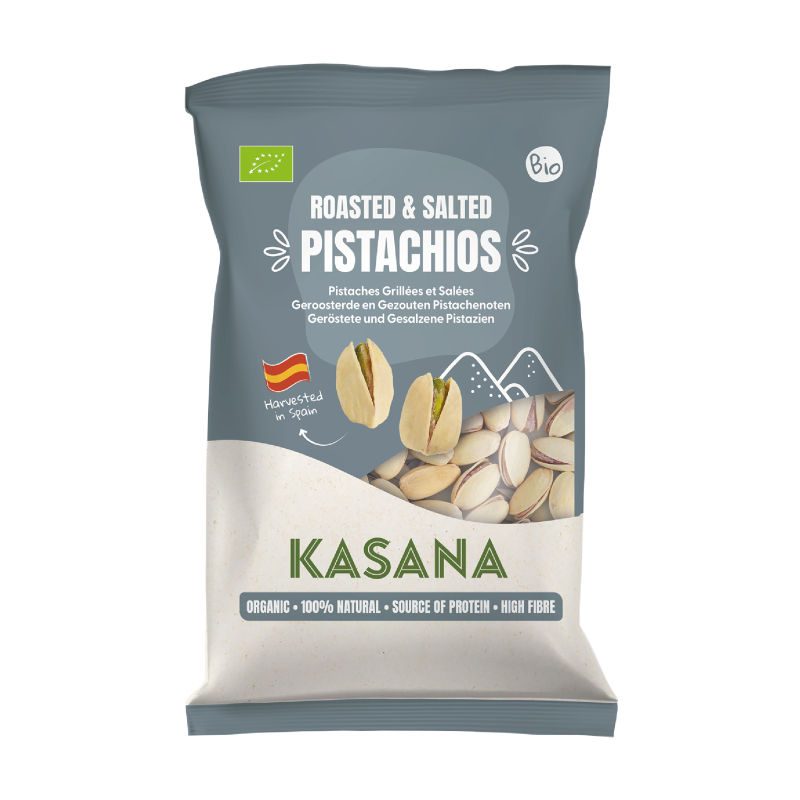 Kasana PISTACHIO PRĂJIȚI ȘI SĂRAȚI (125 g) Bio