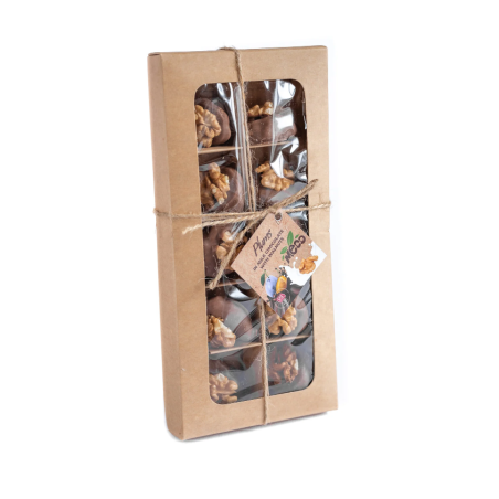 Prune în ciocolată cu lapte cu nuci, 160 g