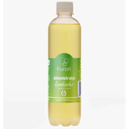 Băutură răcoritoare pe bază de Kombucha cu ghimbir și miere, 500 ml