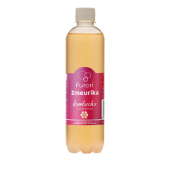 Băutură răcoritoare Kombucha fără zahăr, cu aromă naturală de zmeură, miere și hibiscus, 500 ml