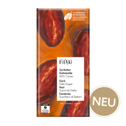 Vivani Ciocolată neagră cu dulceață de curmale 60% cacao | produs vegan | dulceață naturală din 100% curmale