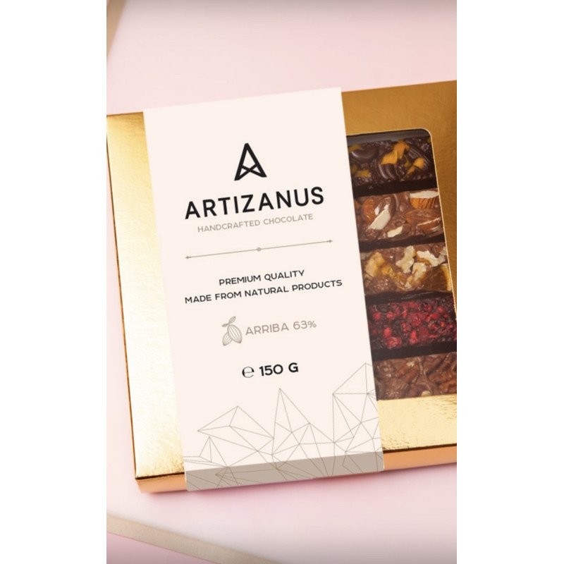 ARTIZANUS BATOANE DE CIOCOLATĂ 63% ARRIBA CU FRUCTE LIOFILIZATE