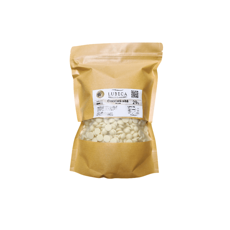 Ciocolata Alba cu un continut de 29% unt de cacao si extract natural de vanilie 250g