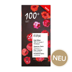 Vivani Ciocolată neagră  100% + zmeura Organic Bio