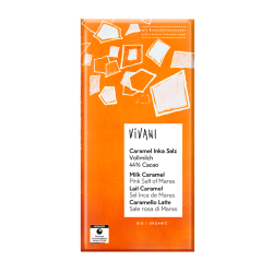 Vivani Ciocolată cu lapte, caramel și sare roz de Maras 44% cacao Organic Bio