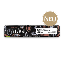 Vivani Baton Ciocolata 100% + bucatele de cacao Cacao | vegan Organic Bio