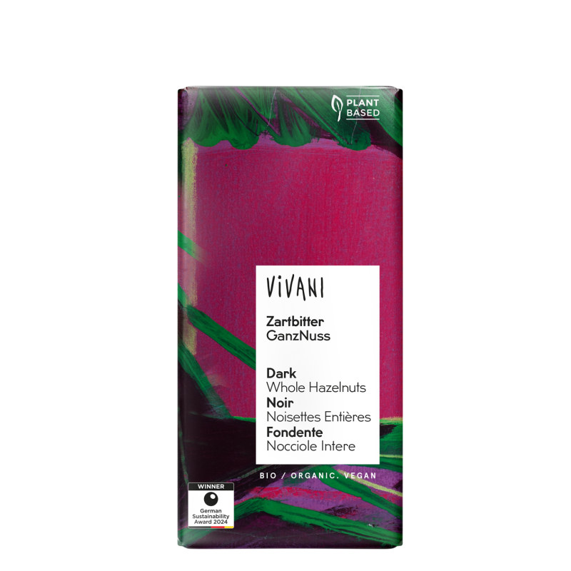 Vivani Ciocolată neagră cu alune întregi 55% cacao Organic Bio
