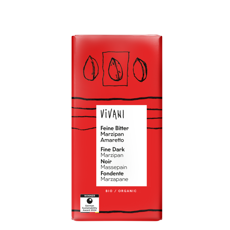 Vivani Marțipan fin amar Amaretto 60% cacao Santo Domingo  Organic Bio