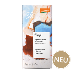 Vivani   Espresso cu lapte 38% cacao Santo Domingo | DemeterOrganic Bio