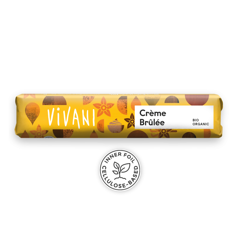Vivani   Baton Crème Brûlée Cu cremă de lapte și caramel  Organic Bio