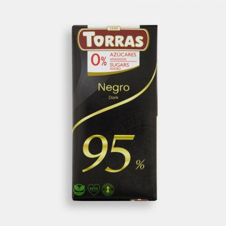 Torras Ciocolată neagră 95% fără zahăr 75 g